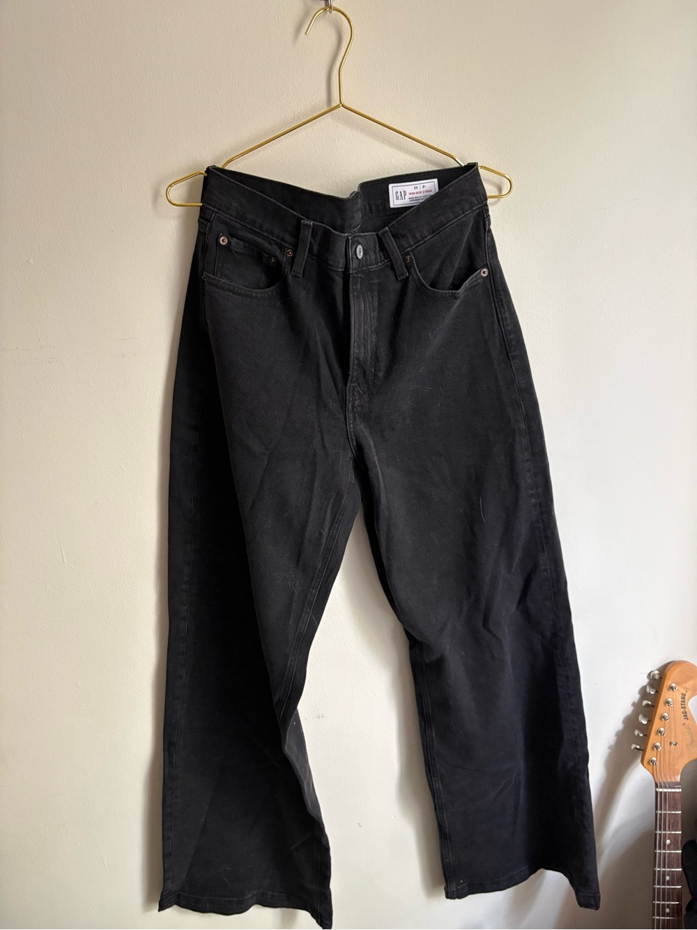 GAP 29/8 LONG Charcoal Black High-Rise Stride wide-Leg Jeans